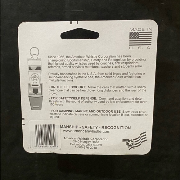The American Spirit Solid Brass Whistle Safe-T-Tip & Lanyard New in Package - Picture 2 of 7